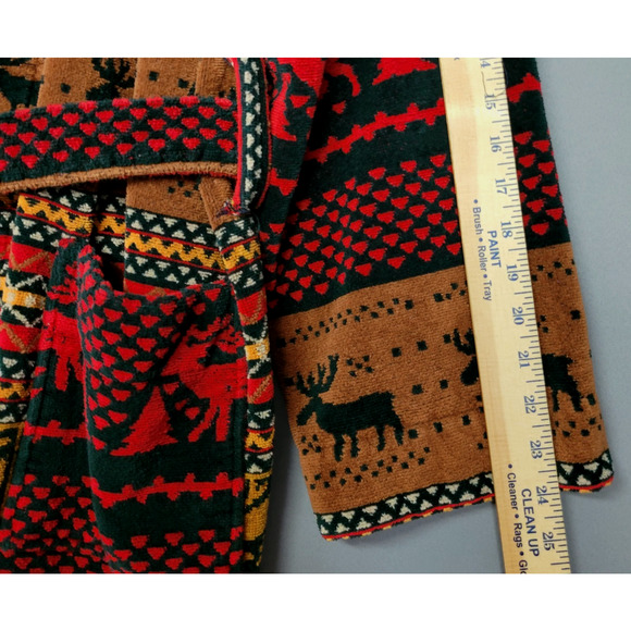 Vintage Cypress Aztec Robe One Size Southwest PrintBoho Bath Terry Cloth Moose - Picture 8 of 13